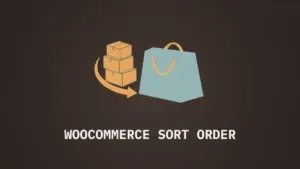 A vivid WooCommerce purple shopping bag beside a vertical stack of three horizontal blocks, with a bright light red curved arrow indicating the bottom block...